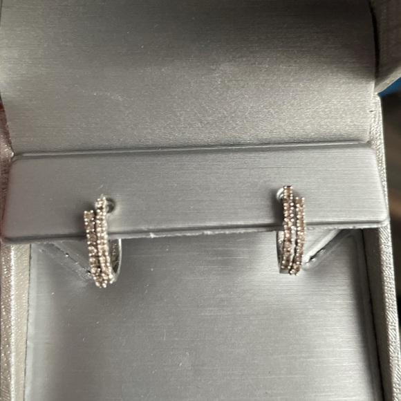 Small double row hoop 10k WG Diamond Earrings